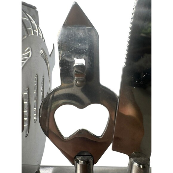 5 Piece Cocktail Tool Set Brushed Stainless Steel Includes Stand - Picture 3 of 16